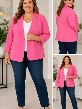 Cato Bright Pink Stretch Blazer Jacket Women’s Plus Size 22/24W